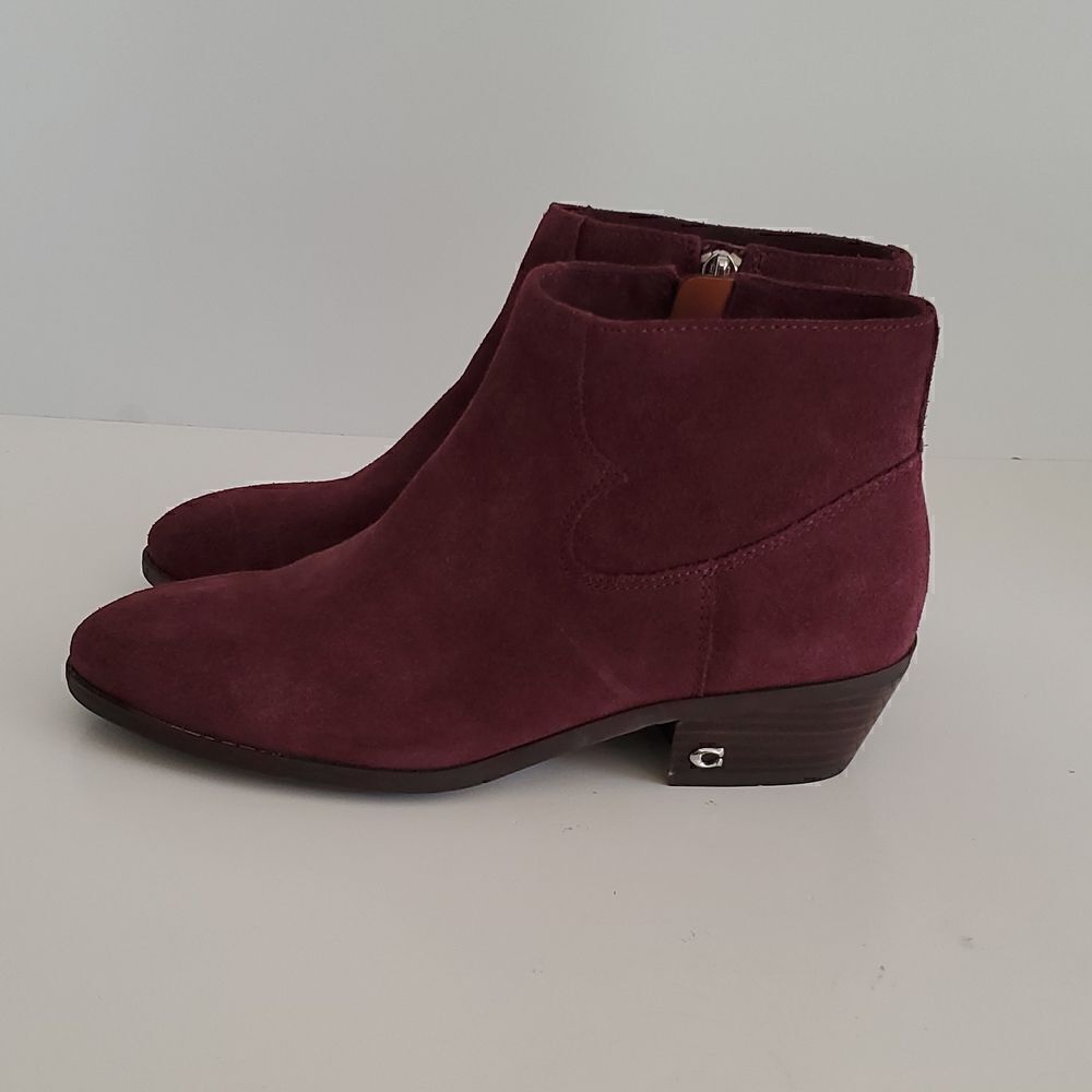 Coach Women's Danni Suede Booties Wine Size 7.5 - Picture 3 of 14